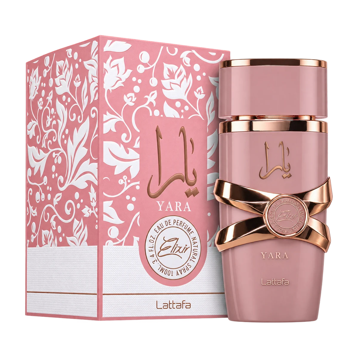 Lattafa Yara Elixir, bottle and retail box